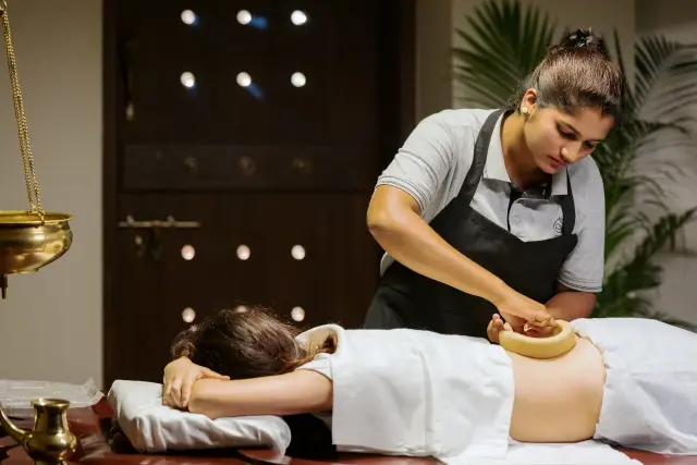 Panchakarma 3 Abhyanga Ayurvedic SkinCare treatment with herbal oil massage for circulation and skin nourishment