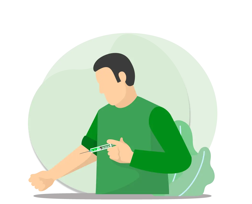 Illustration representing diabetes management and blood sugar control through Ayurvedic treatment and Panchakarma therapy