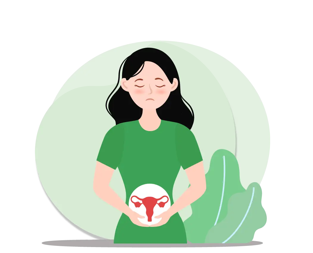 Illustration representing Ayurvedic treatment and Panchakarma therapy for female reproductive health and infertility support