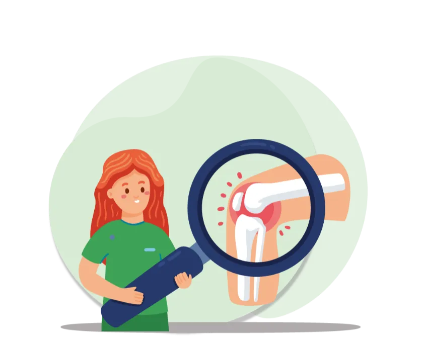 Illustration showing knee joint inflammation managed through Ayurvedic treatment and Panchakarma therapy