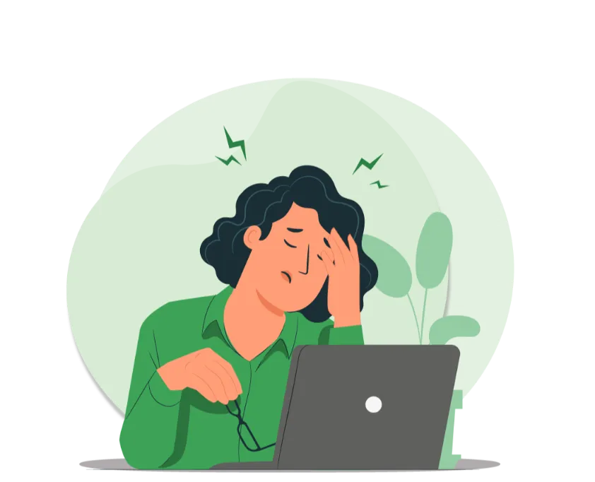 Illustration showing stress-related headache managed through Ayurvedic treatment and Panchakarma therapy
