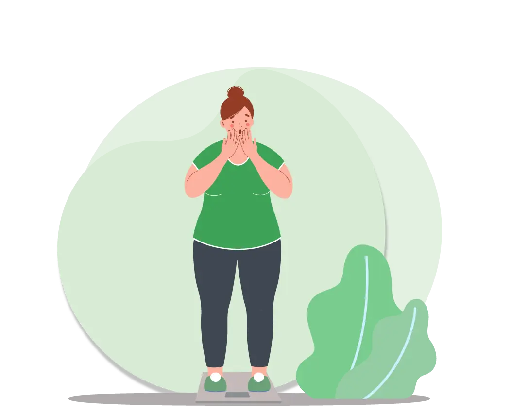 Illustration representing weight management through Ayurvedic treatment and Panchakarma detox therapy