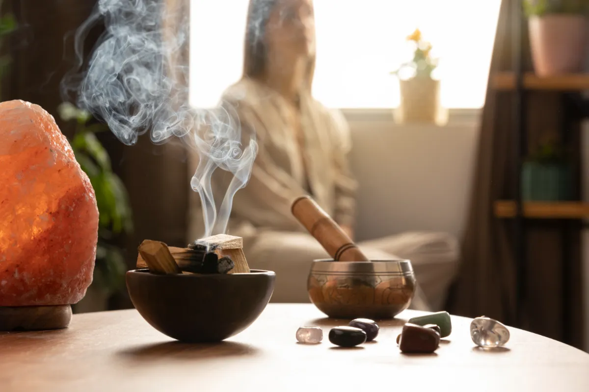 Panchakarma holistic healing setup with herbal fumigation and calming therapy environment