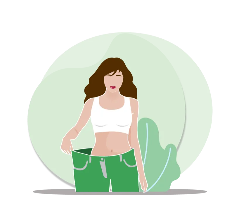Illustration showing natural weight loss through Panchakarma and Ayurvedic detox treatment